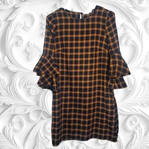 BeachLunchLounge Black Brown Plaid Dress Size XS